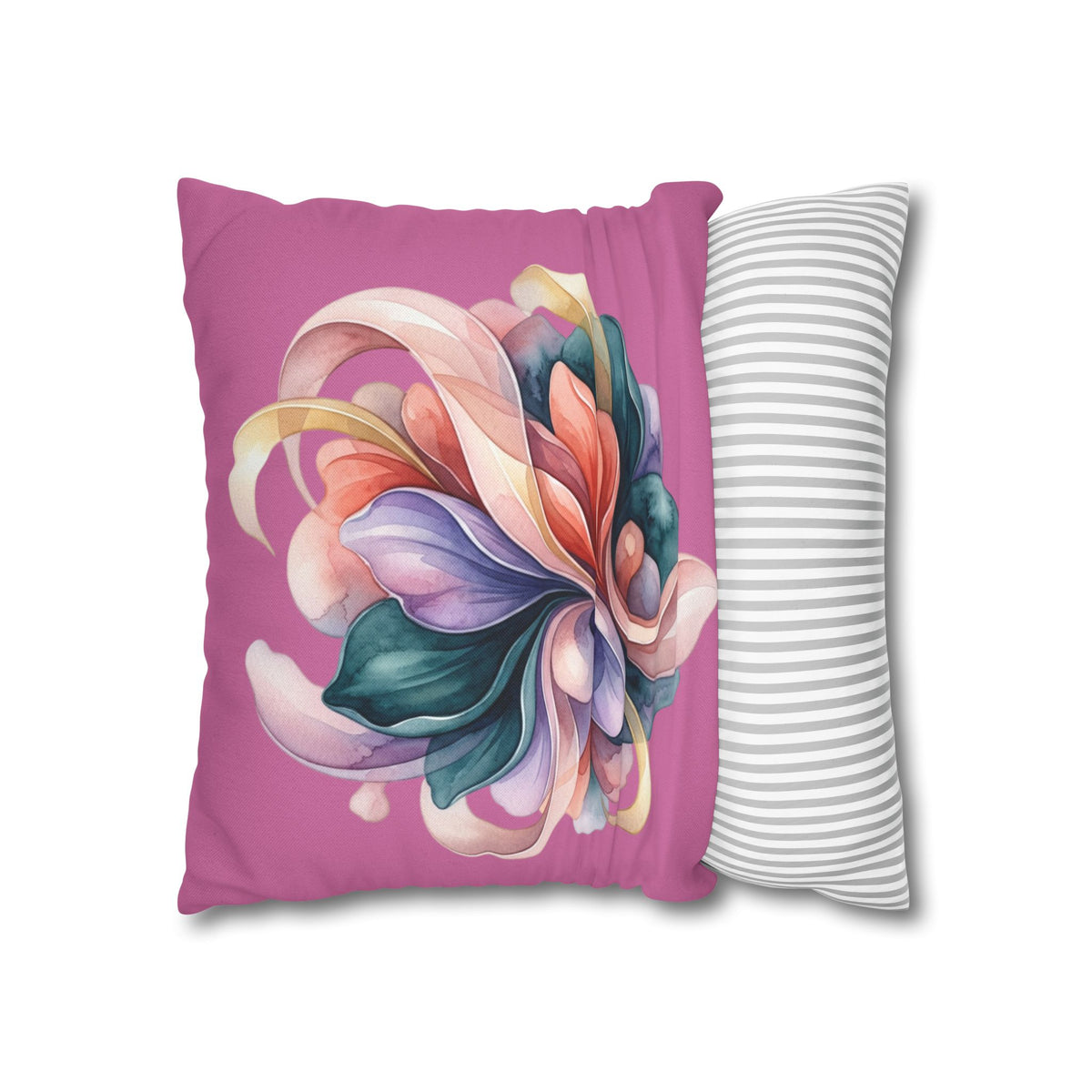 Floral Swirl Decorative Pillow — Pink Abstract Botanical Accent
