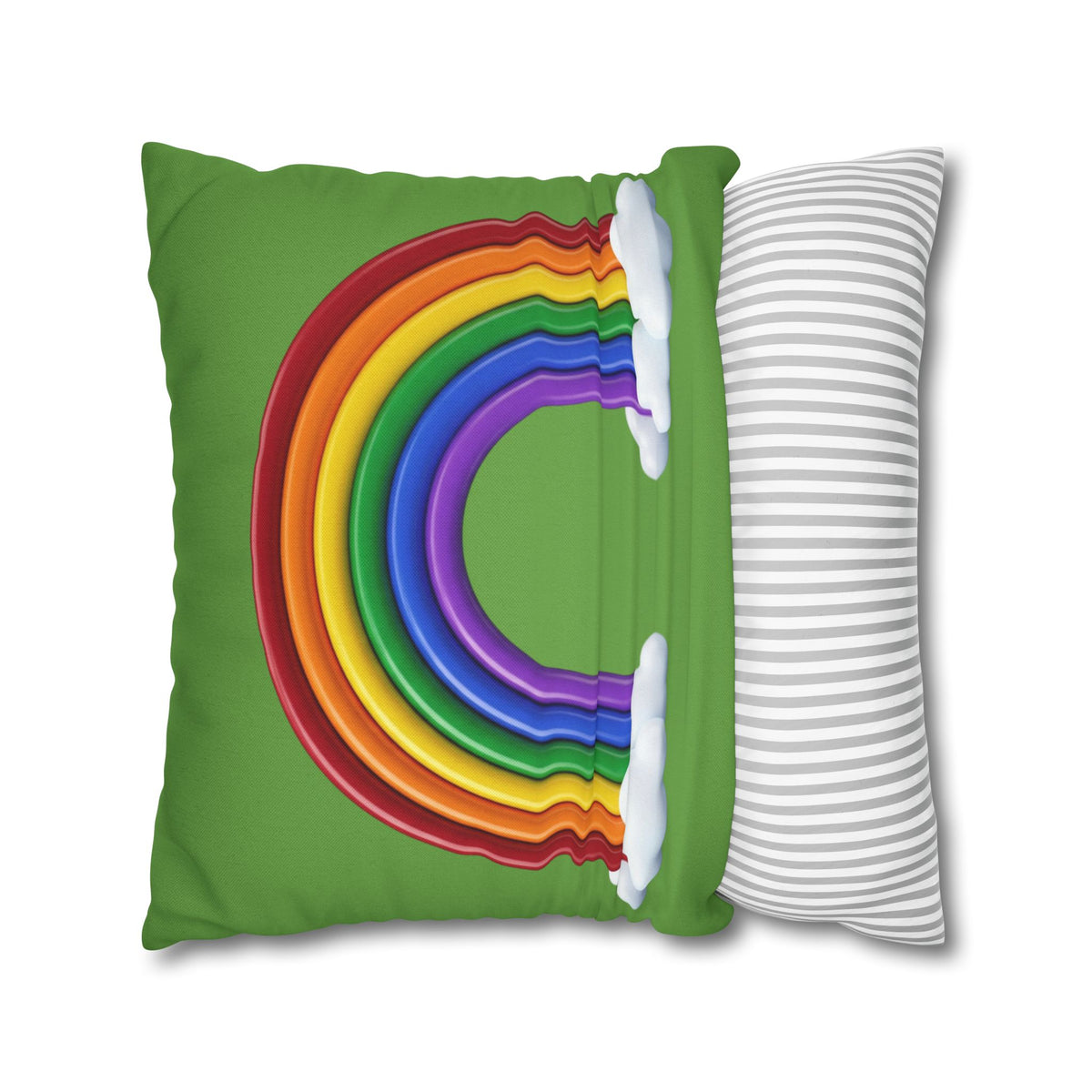 Rainbow Light Green Spun Polyester Square Pillowcase