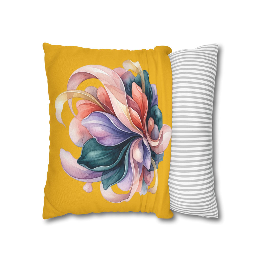 Floral Swirl Decorative Pillowcase — Vibrant Yellow Abstract Flower Accent