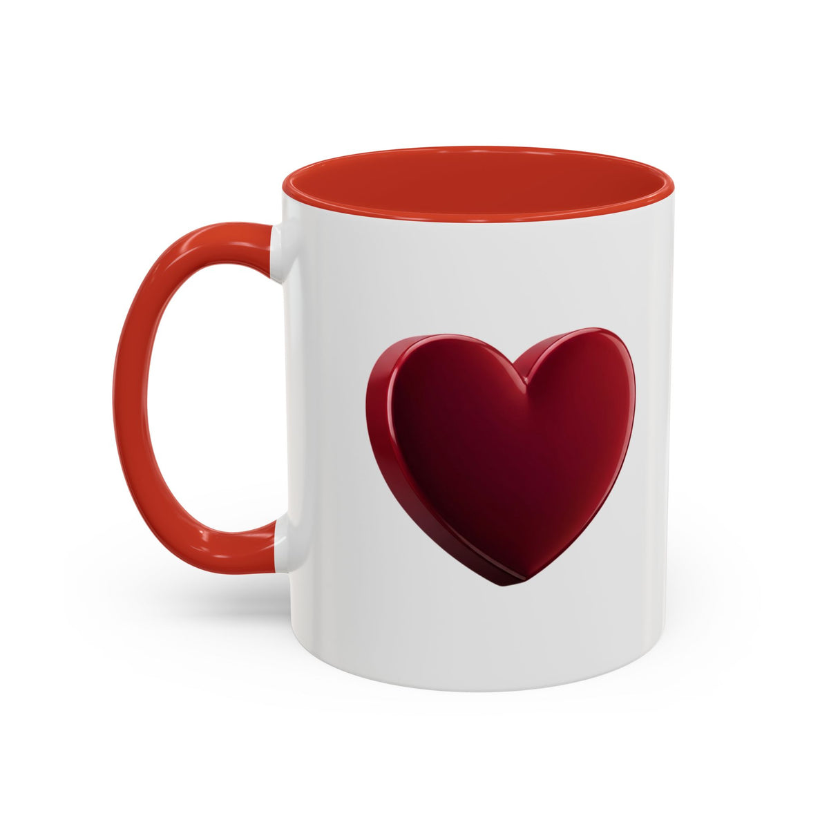 Heart Accent Coffee Mug – Red 3D Heart Design, Valentine’s Day Gift