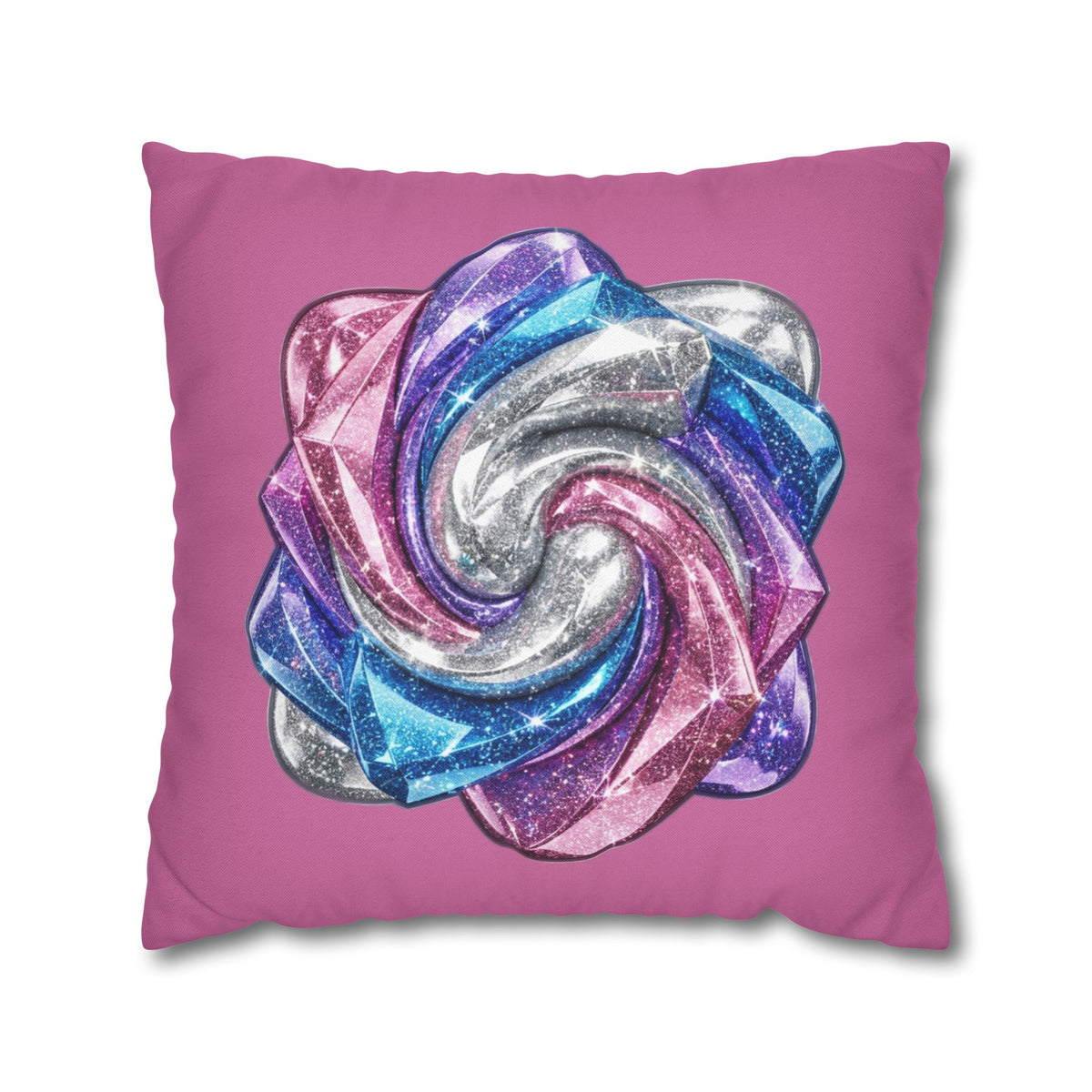 3D Glitter Design Light Pink Spun Polyester Square Pillowcase