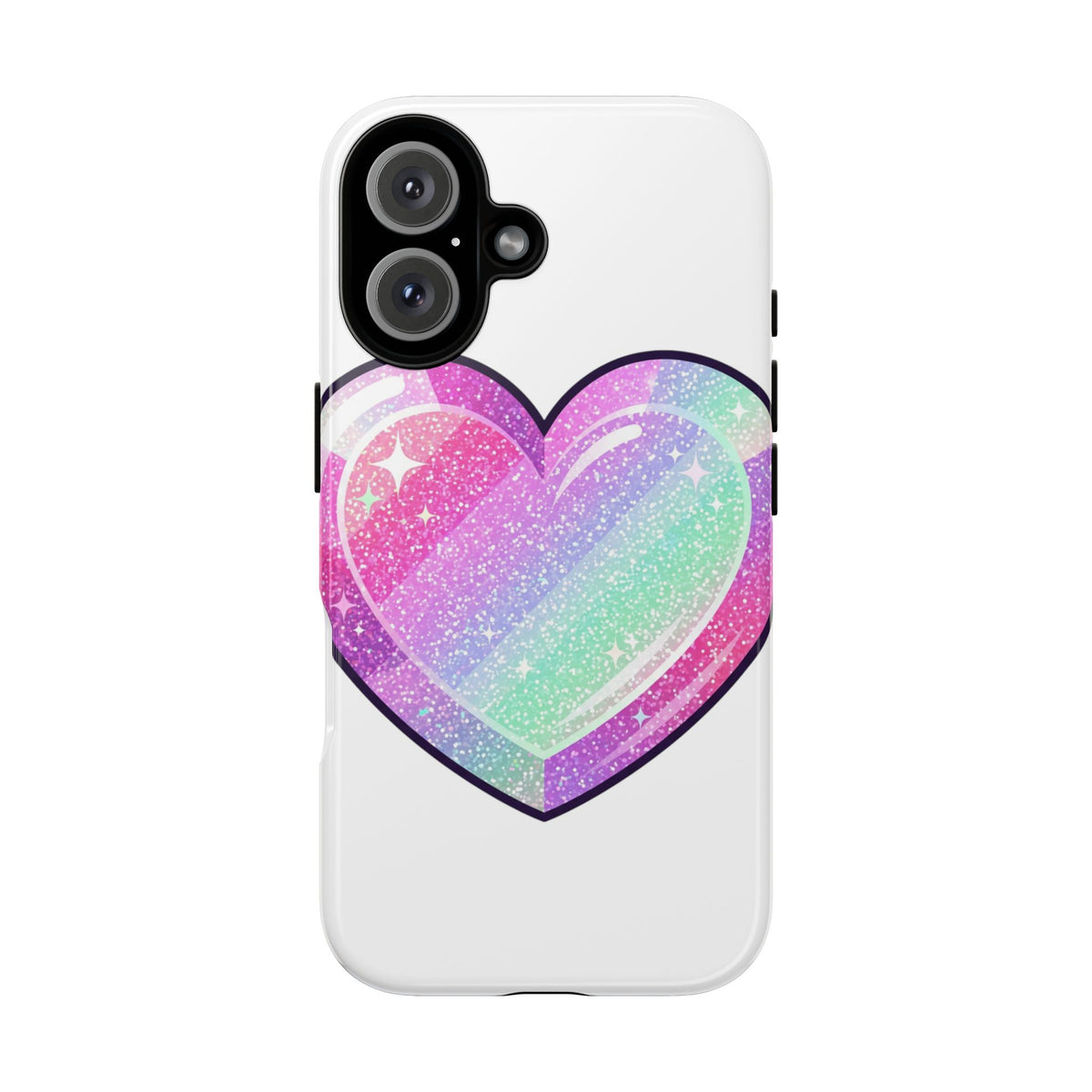 Pastel Glitter Heart Tough Phone Case — Cute Protective Phone Cover