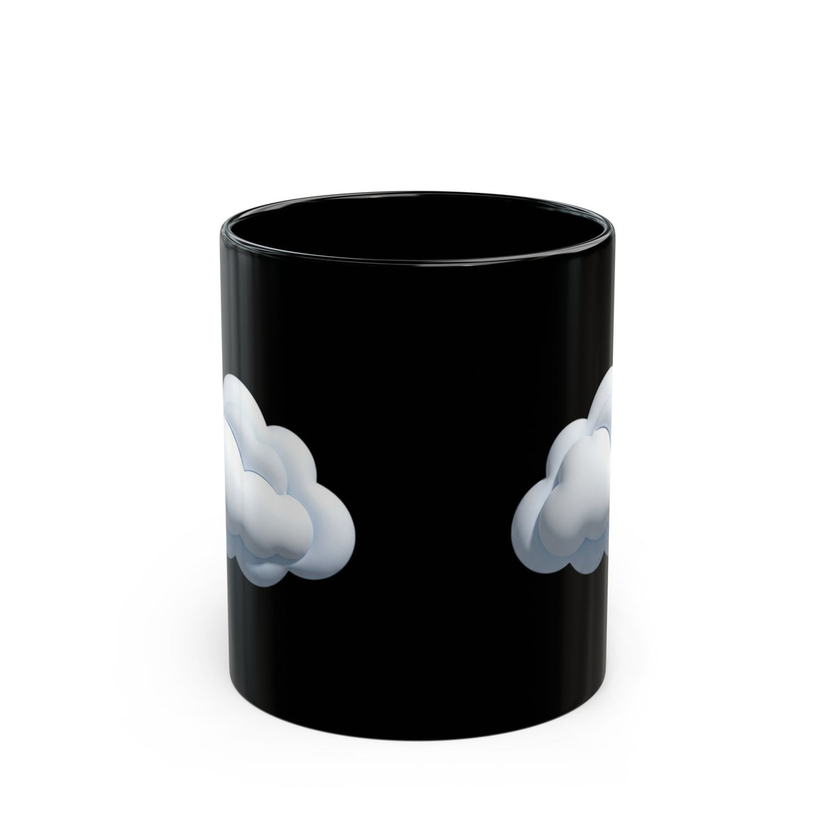 Cloud Icon Black Mug — Cute Minimal Cloud Coffee Cup (11oz/15oz)