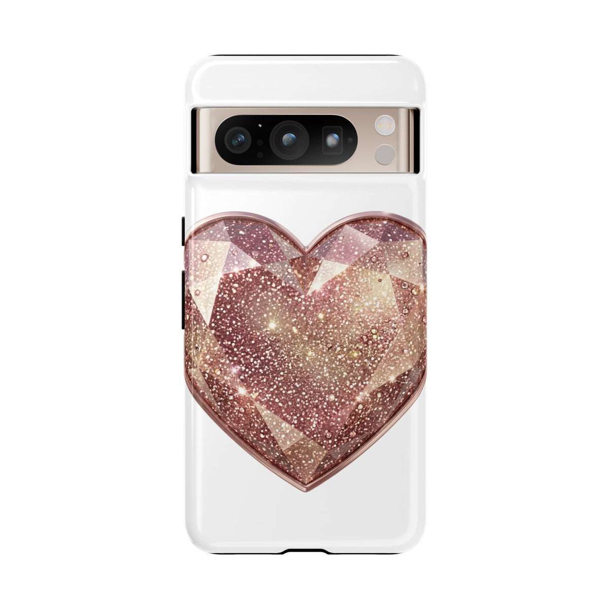 Rose Gold Glitter Crystal Heart Phone Case