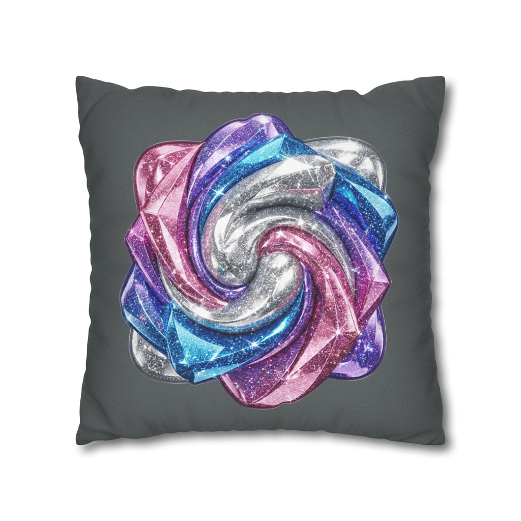 3D Glitter Design Dark Grey Spun Polyester Square Pillowcase