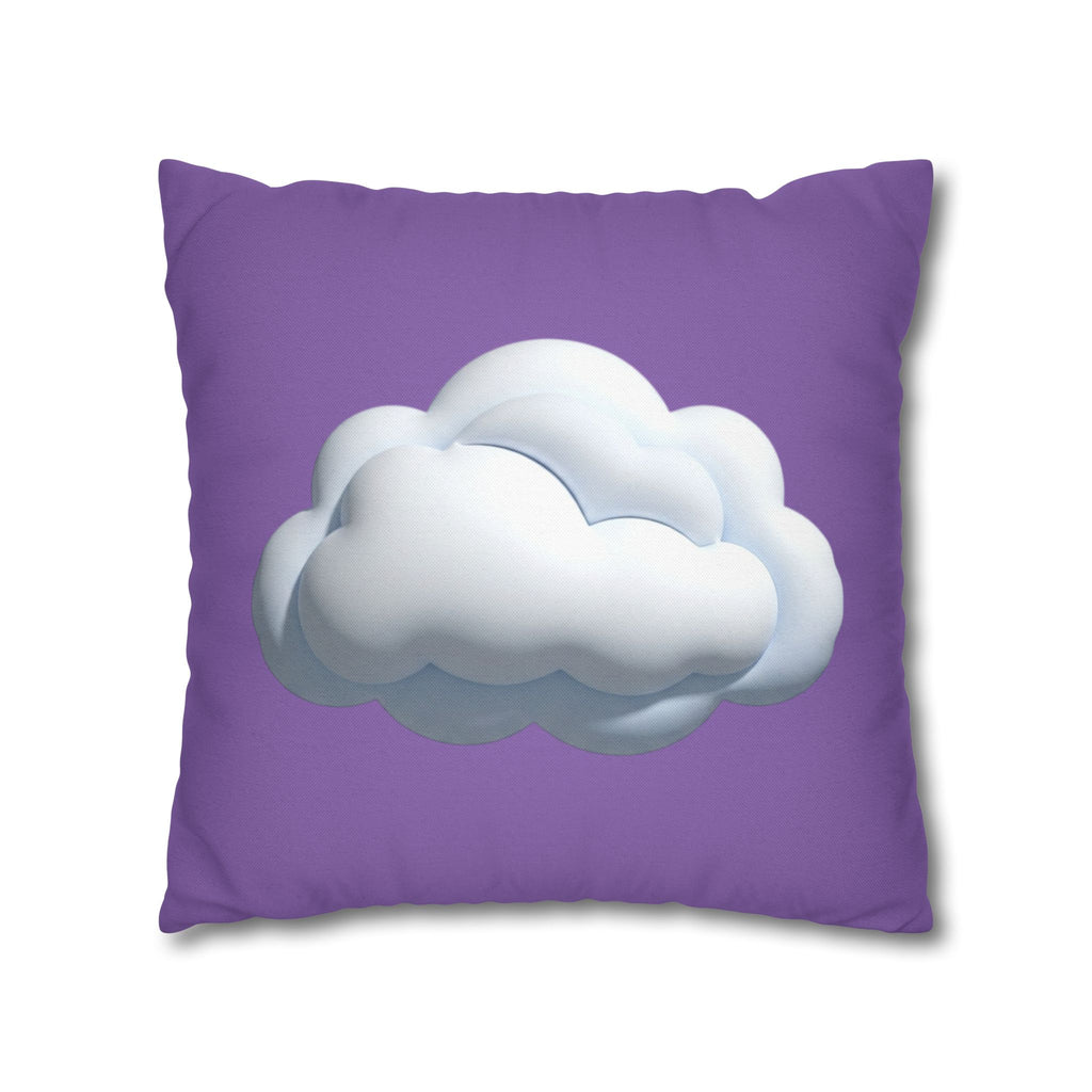 Cloud Graphic Pillowcase — Light Purple Decorative Square Throw Pillow