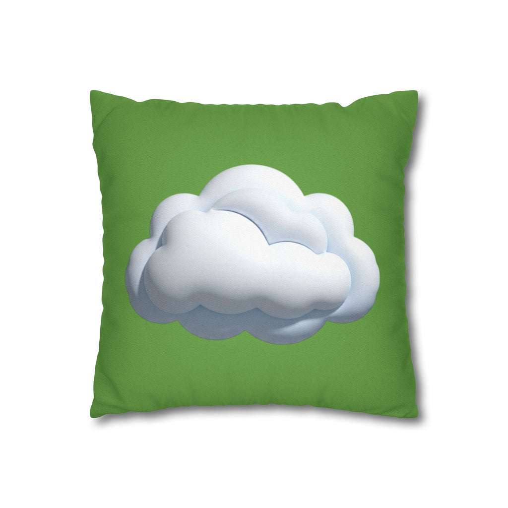 Green Cloud Decorative Pillowcase — Soft White Cloud Accent Cushion Cover