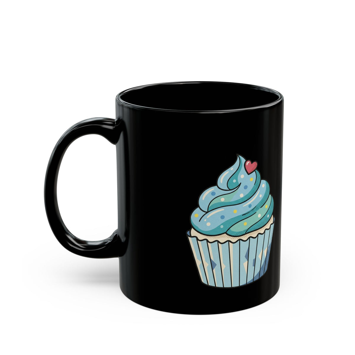 Blue Frosting Cupcake Black Mug (11oz, 15oz)