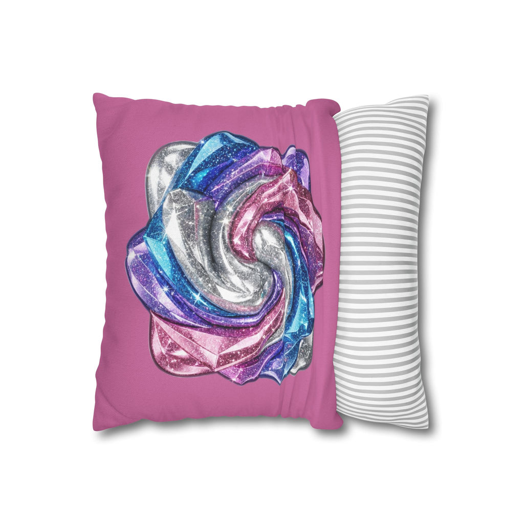 3D Glitter Design Light Pink Spun Polyester Square Pillowcase