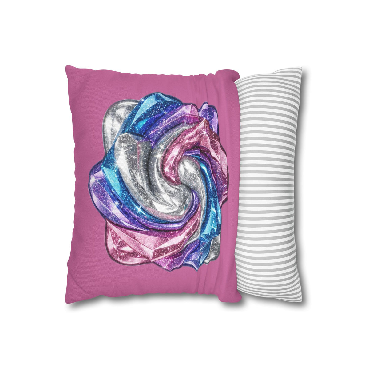 3D Glitter Design Light Pink Spun Polyester Square Pillowcase