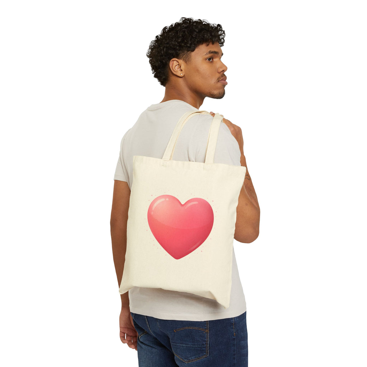 Heart Canvas Tote Bag — Cute Pink Heart Eco Shopper