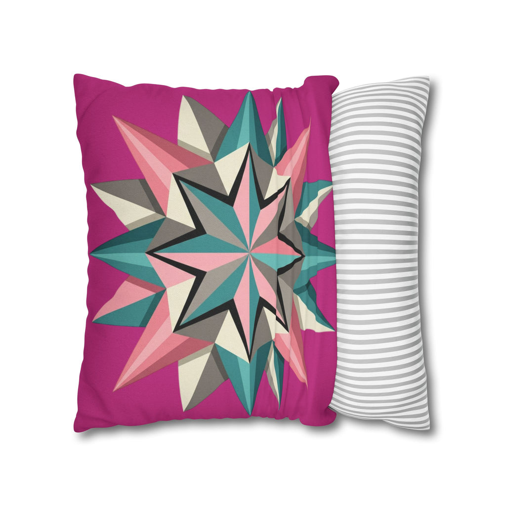 Geometric Starburst Throw Pillowcase — Pink Teal Modern Decorative Cushion Cover