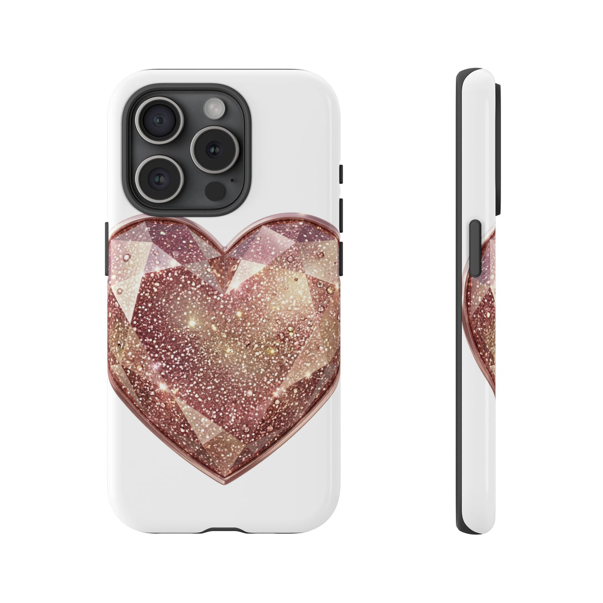 Rose Gold Glitter Crystal Heart Phone Case