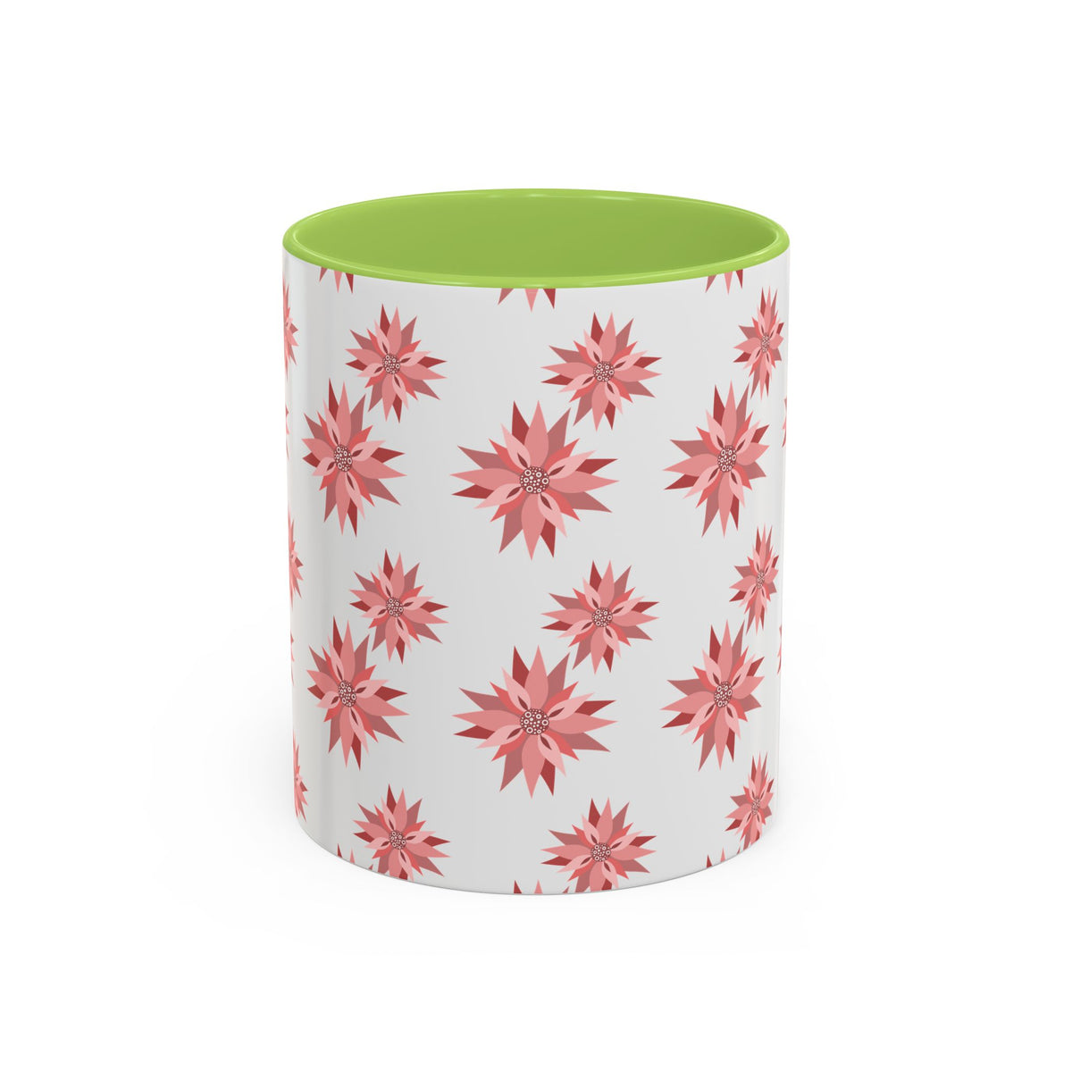Pink Geometric Floral Accent Coffee Mug — 11/15oz