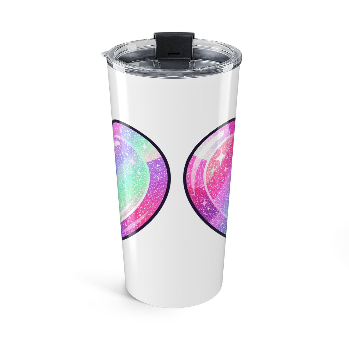 Pastel Glitter Heart Tumbler 20oz- White