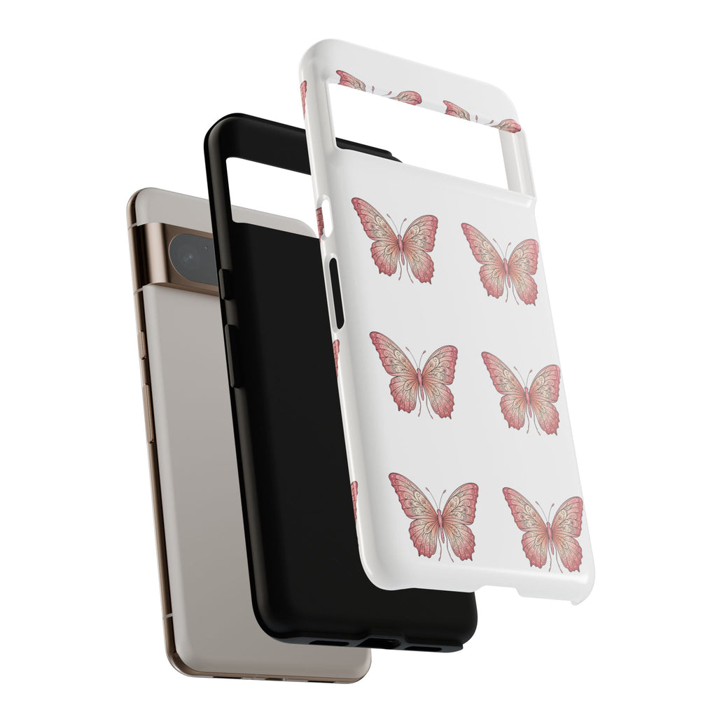 Pink Butterfly Tough Phone Case — Floral Pattern Protective Cover
