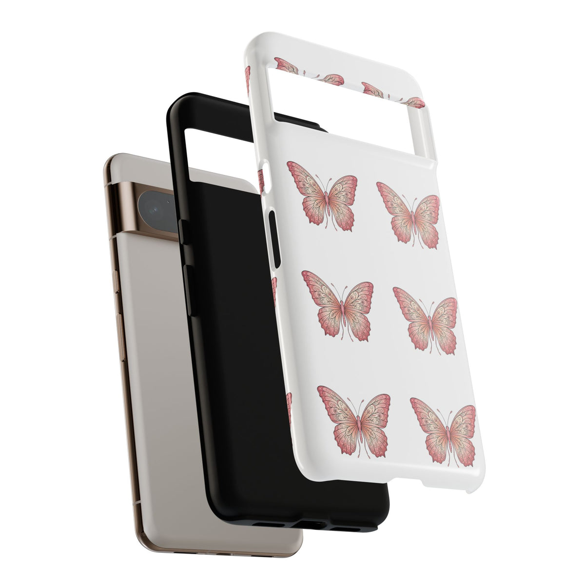 Pink Butterfly Tough Phone Case — Floral Pattern Protective Cover