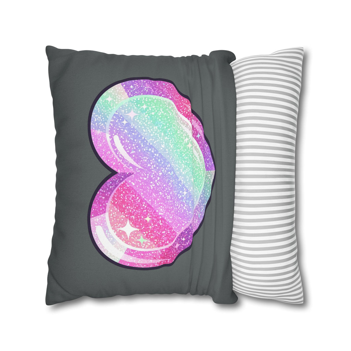 Pastel Glitter Heart Pillowcase Spun Polyester Square Pillowcase- Dark Grey