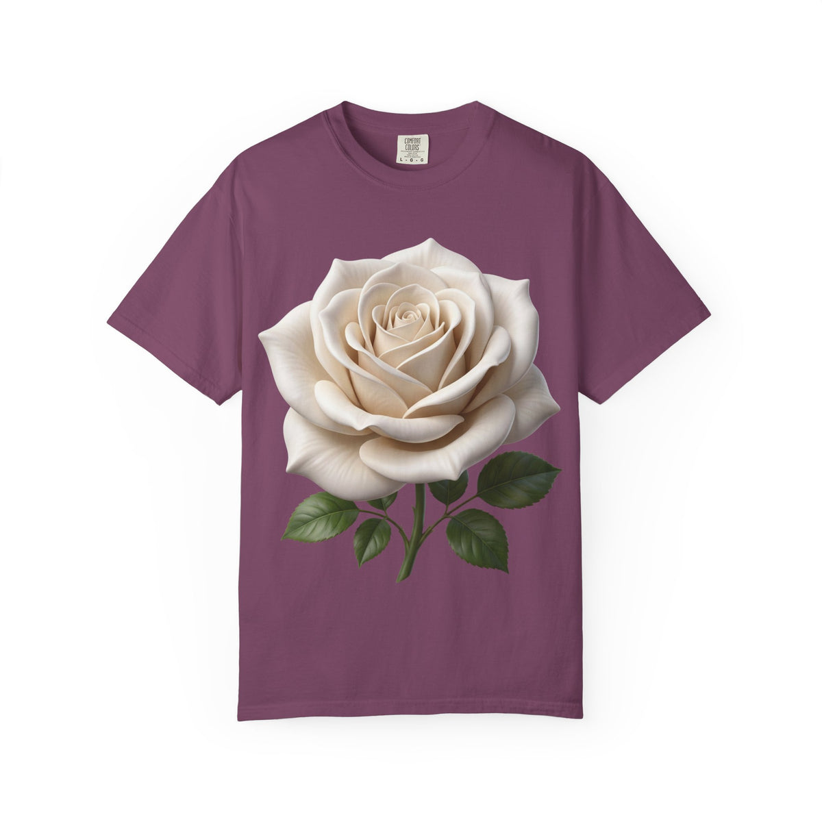 White Rose T-Shirt — Realistic Vintage Floral Tee