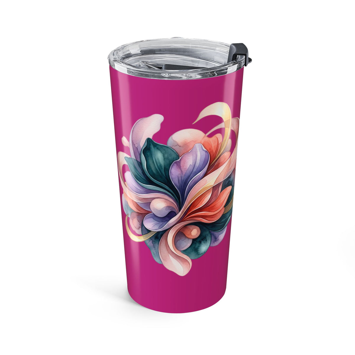 20oz Floral Swirl Tumbler – Vibrant Pink Insulated Travel Cup