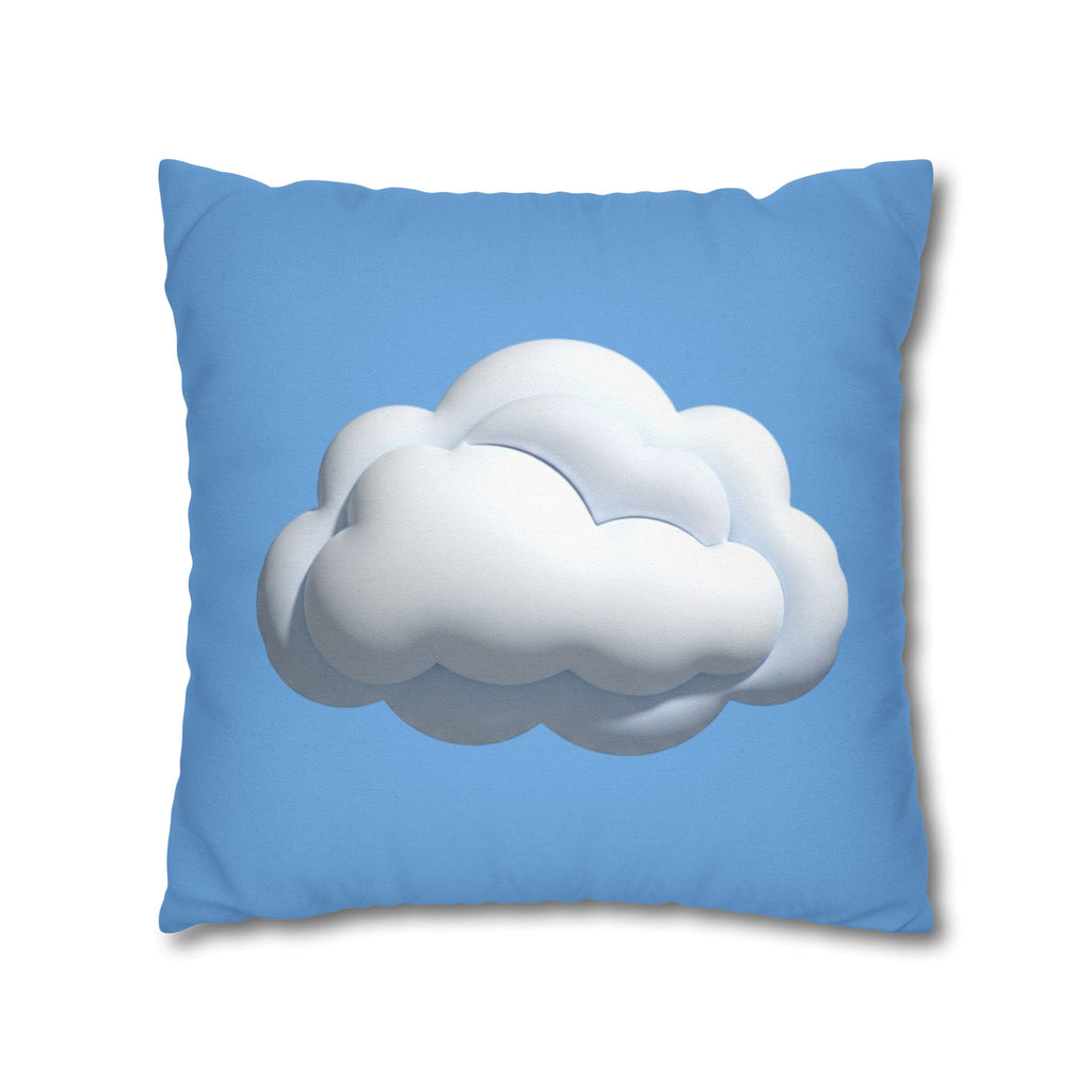 Cloud Print Square Pillowcase — Soft Light Blue Decorative Throw Pillow Cover