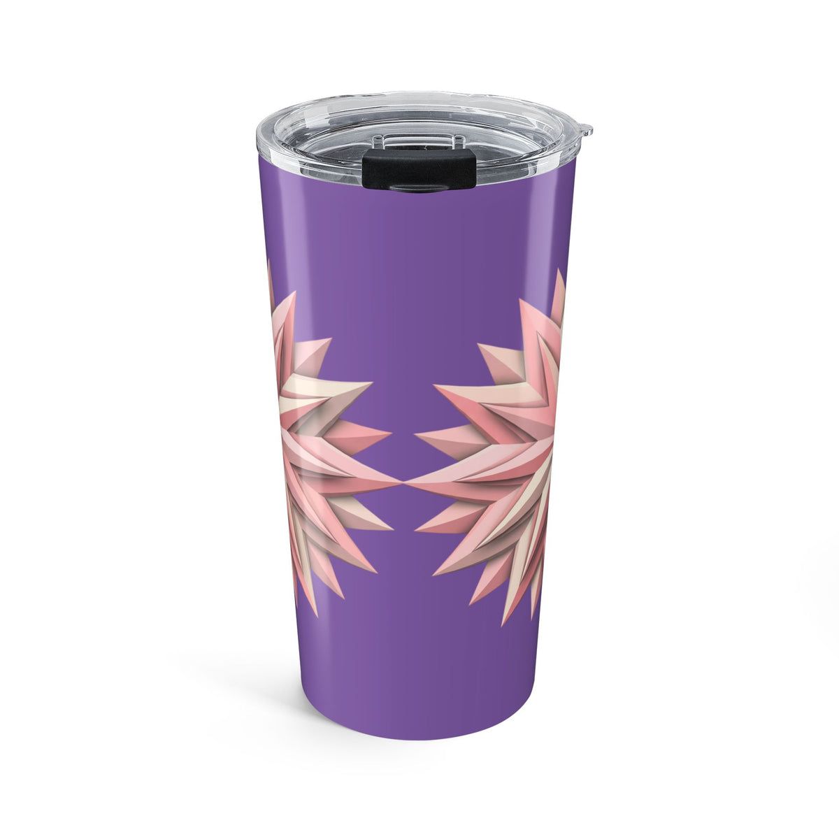 20oz Floral Star Tumbler – Pink Geometric Flower on Light Purple