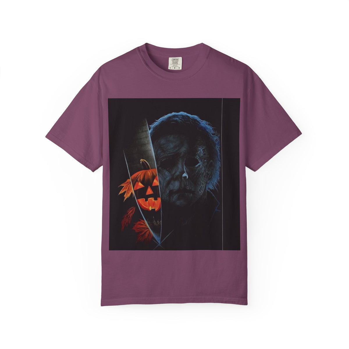 T-Shirt — Halloween Split-Face Pumpkin & Michael Myers Horror Graphic