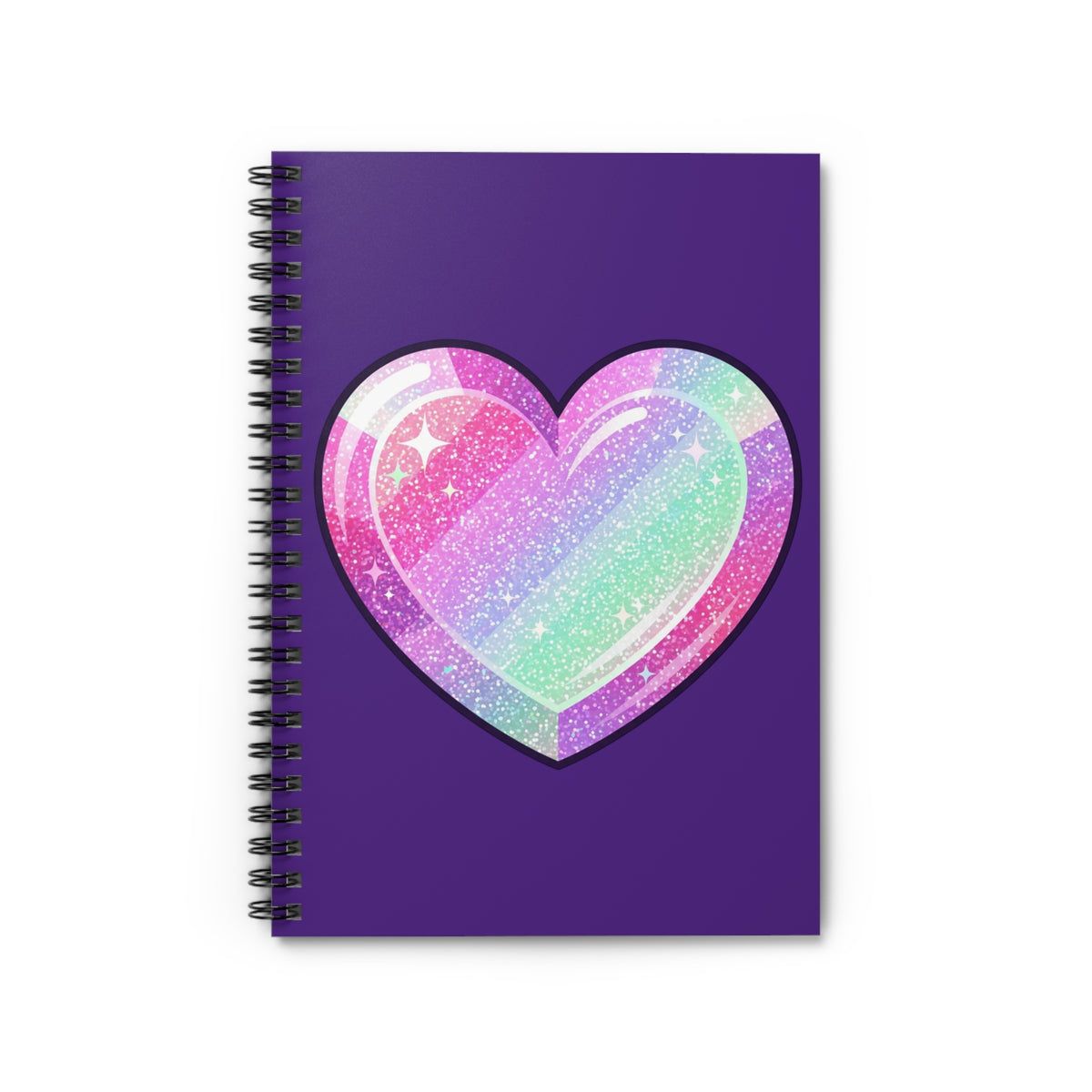 Sparkle Pastel Heart Spiral Notebook – Ruled Journal for Teens & Kids- Dark Purple