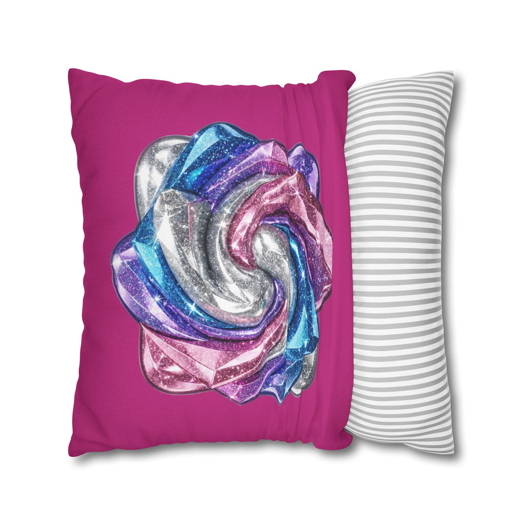 3D Glitter Design Magenta Spun Polyester Square Pillowcase
