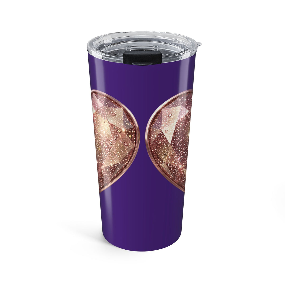 20oz Glitter Heart Tumbler – Dark Purple Sparkle Travel Cup