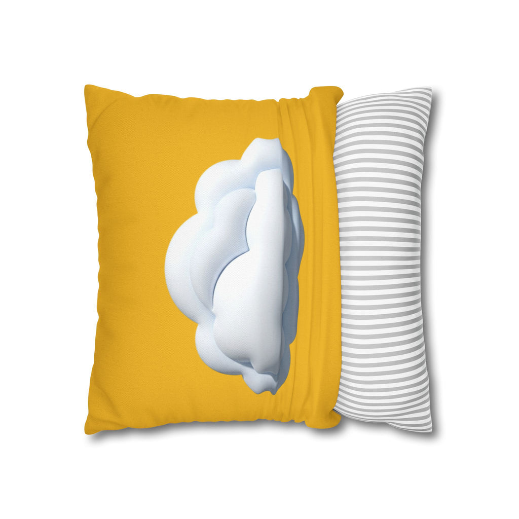 Yellow Cloud Decorative Pillowcase - Cute Fluffy Cloud Accent Cushion Cover