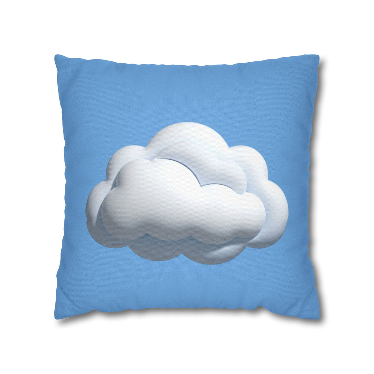 Cloud Print Square Pillowcase — Soft Light Blue Decorative Throw Pillow Cover