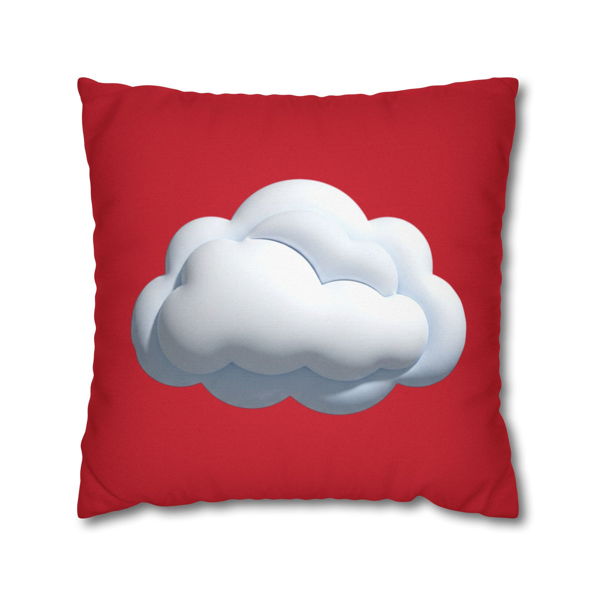 Cloud Graphic Dark Red Pillowcase — Cute White Cloud on Red Decorative Throw Pillow Cover