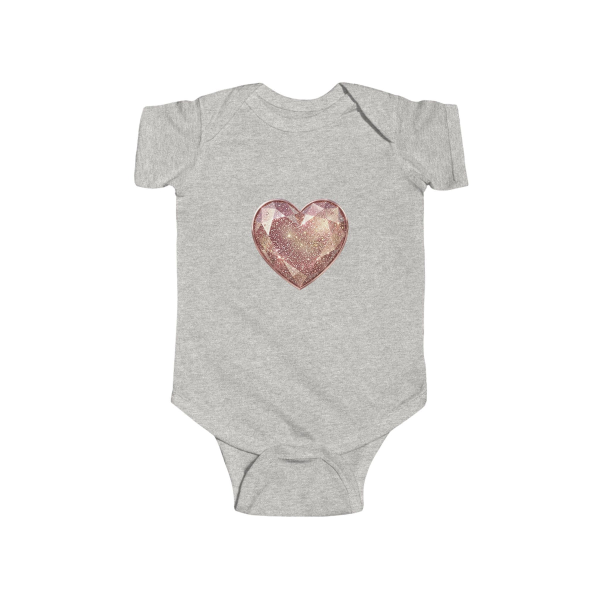 Rose Gold Glitter Heart Infant Bodysuit — Cute Baby Heart One-Piece