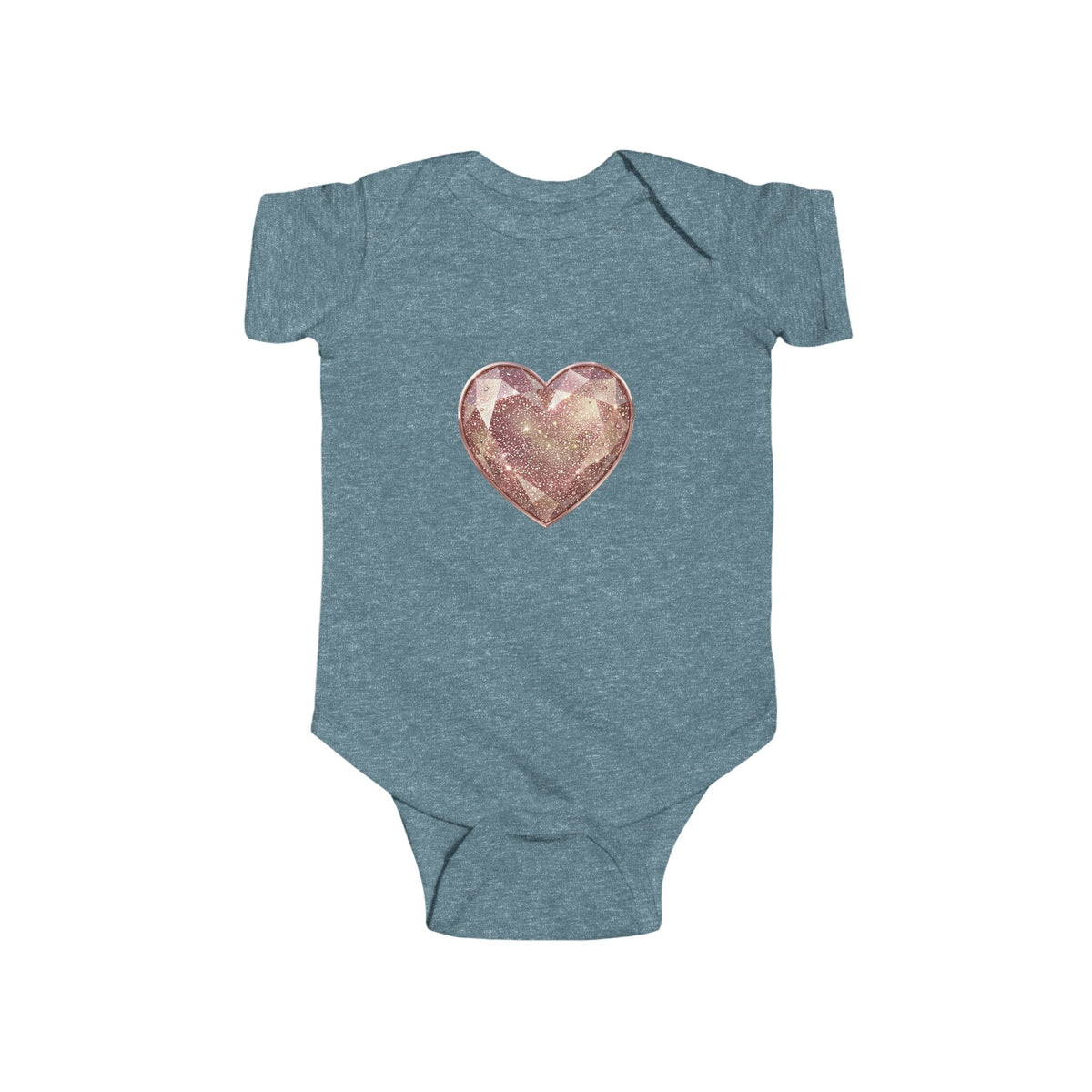 Rose Gold Glitter Heart Infant Bodysuit — Cute Baby Heart One-Piece