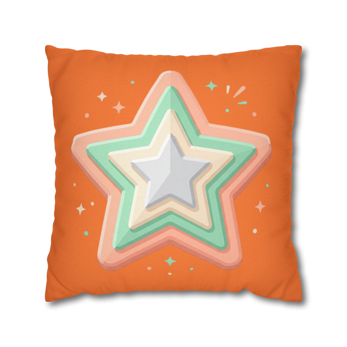 Star Shape Orange Spun Polyester Square Pillowcase