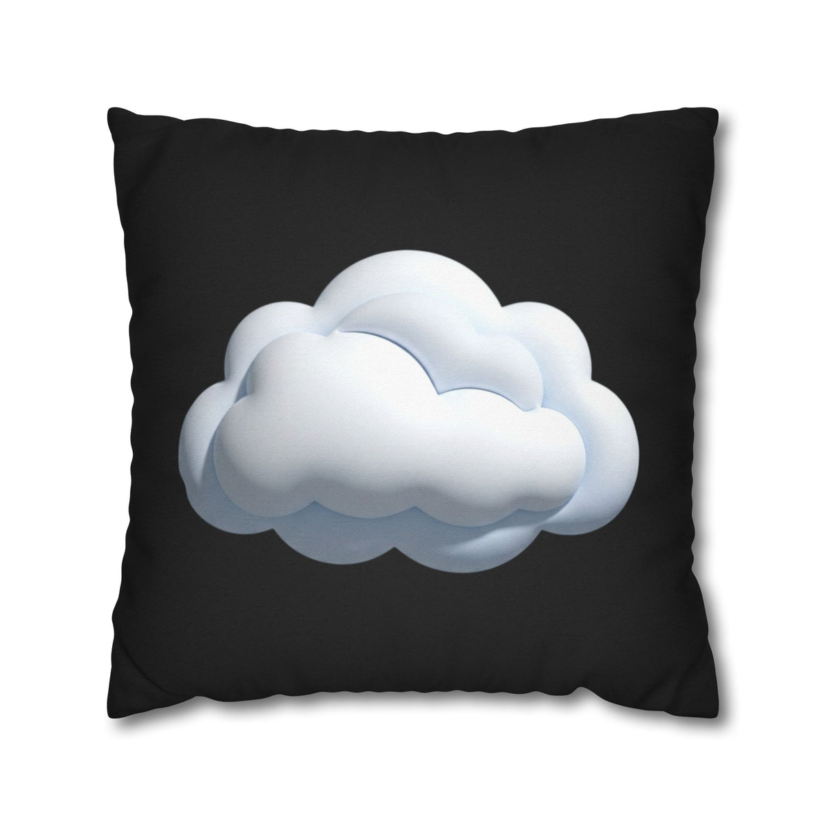 Cloud Graphic Black Pillowcase — Soft White Cloud on Black Decorative Pillow Cover