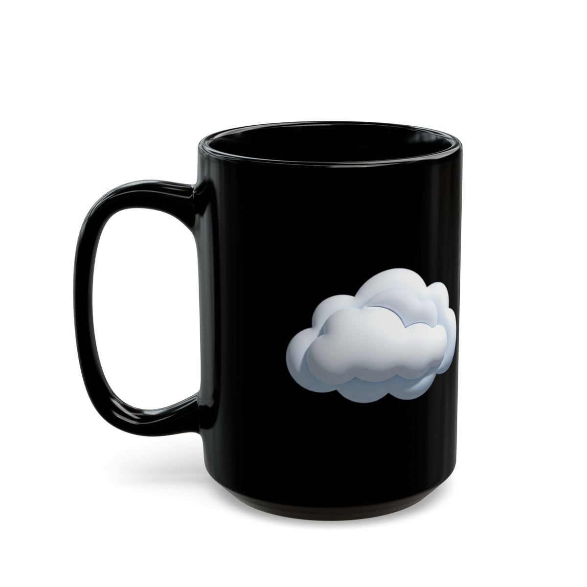 Cloud Icon Black Mug — Cute Minimal Cloud Coffee Cup (11oz/15oz)