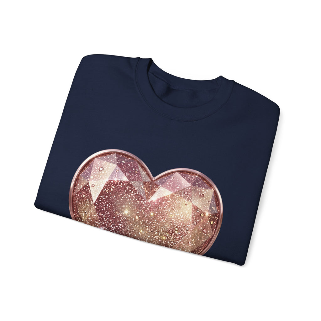 Glitter Gem Heart Sweatshirt — Sparkling Pink Heart Crewneck
