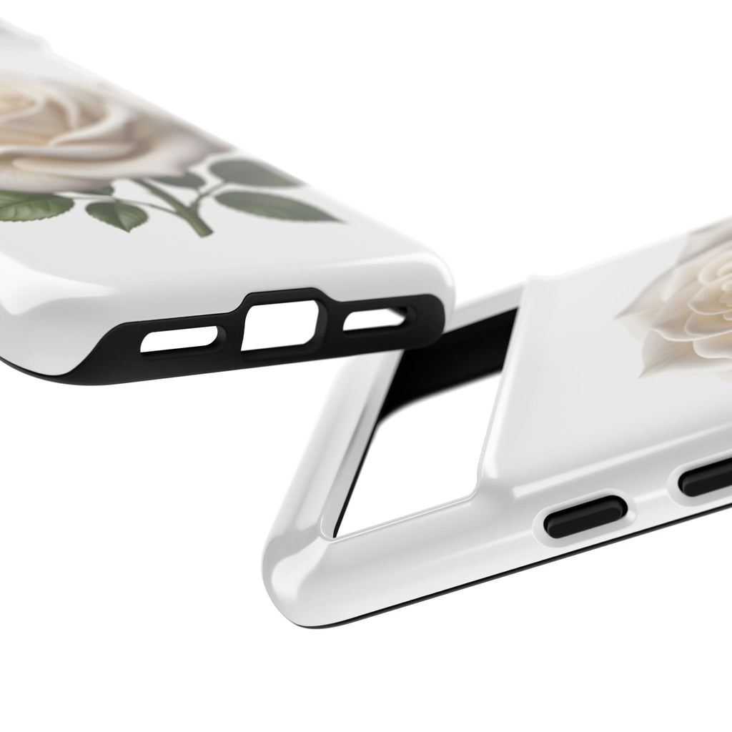 White Rose Tough Phone Case – Elegant Floral Protective Cover