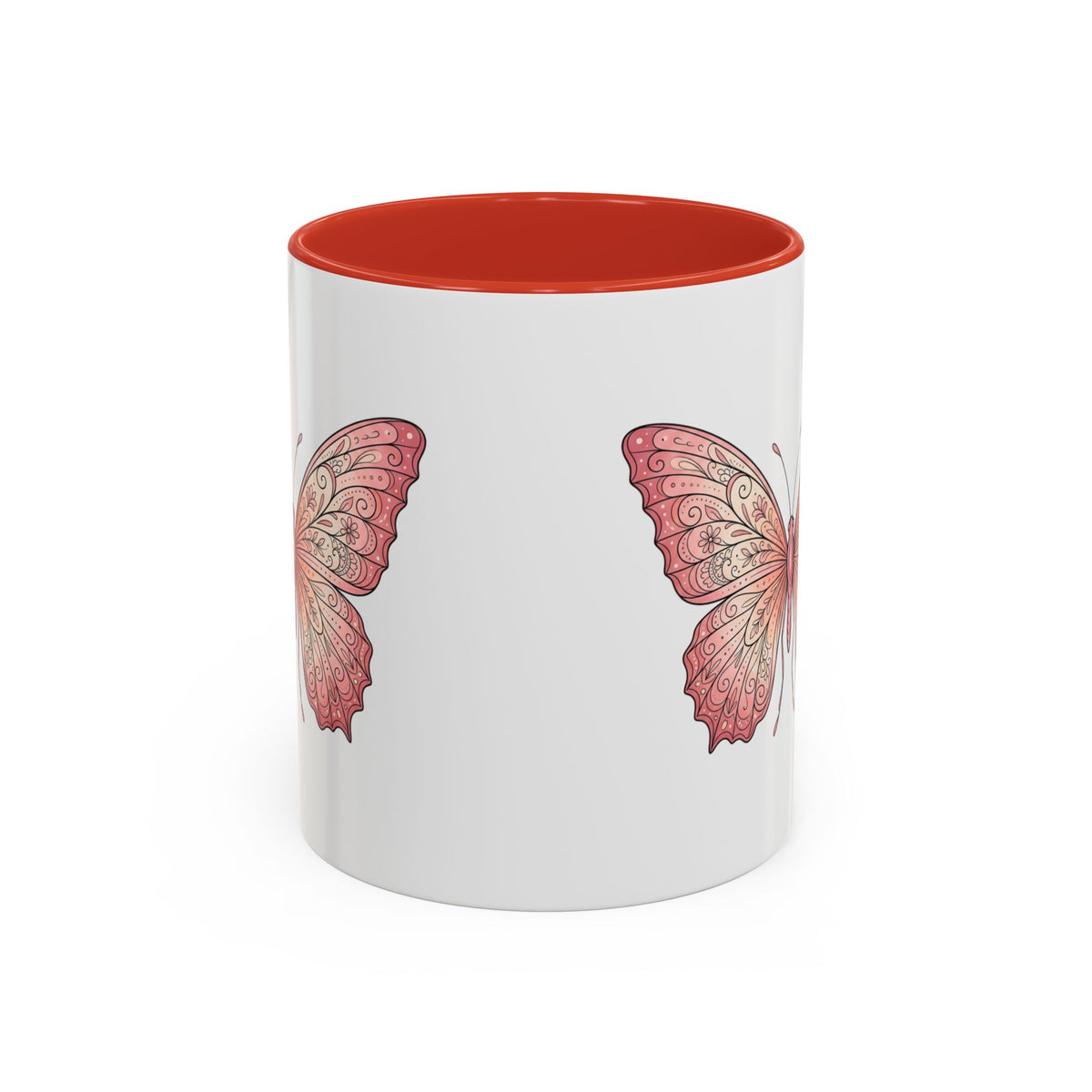 Pink Watercolor Butterfly Accent Coffee Mug — Floral Boho Tea & Coffee Cup (11/15oz)