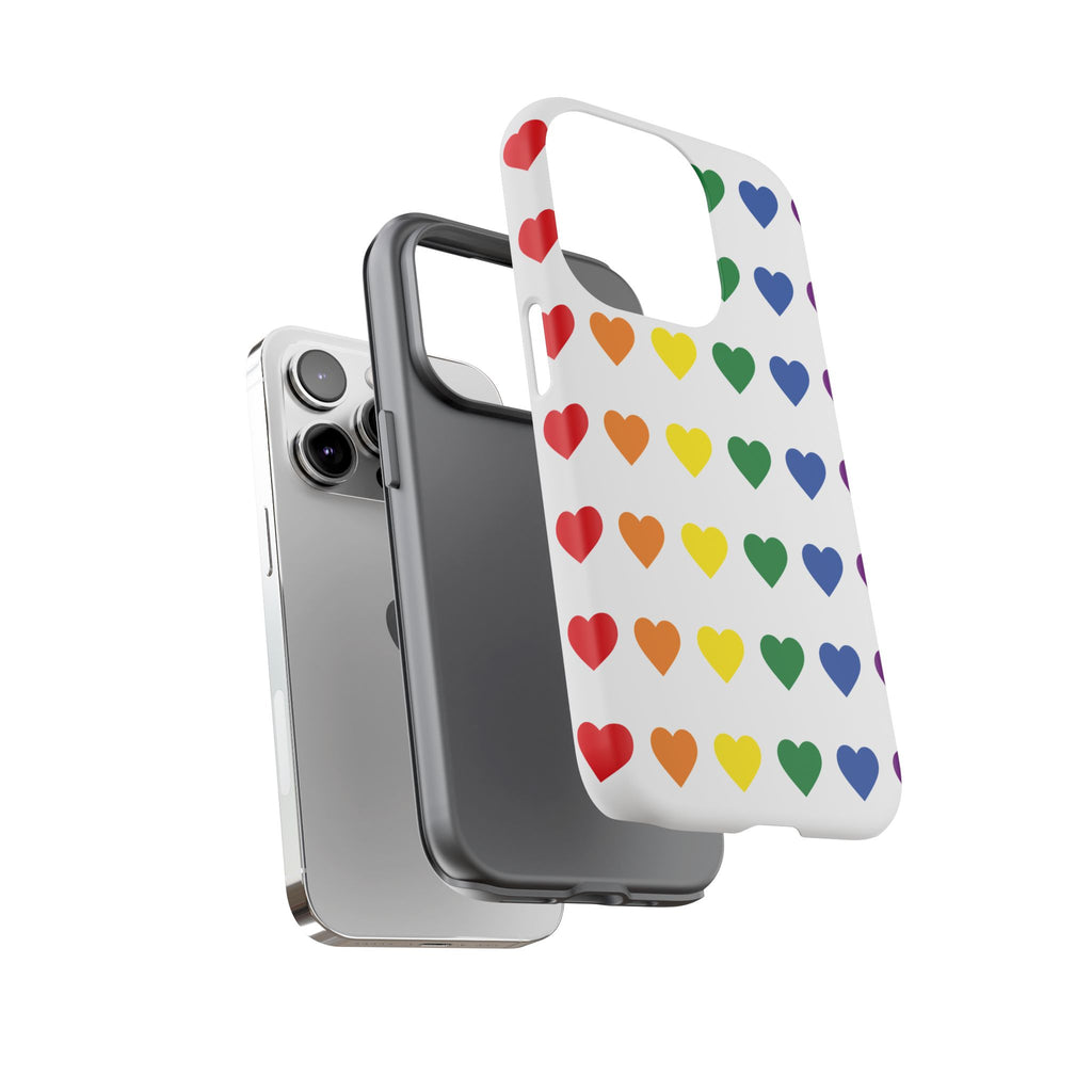 Rainbow Heart Tough Phone Case — Pride Pattern Protective Cover