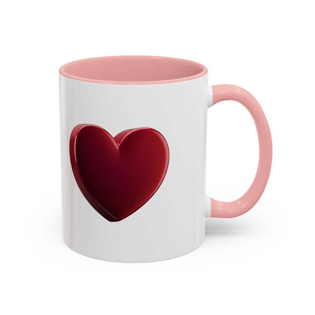 Heart Accent Coffee Mug – Red 3D Heart Design, Valentine’s Day Gift