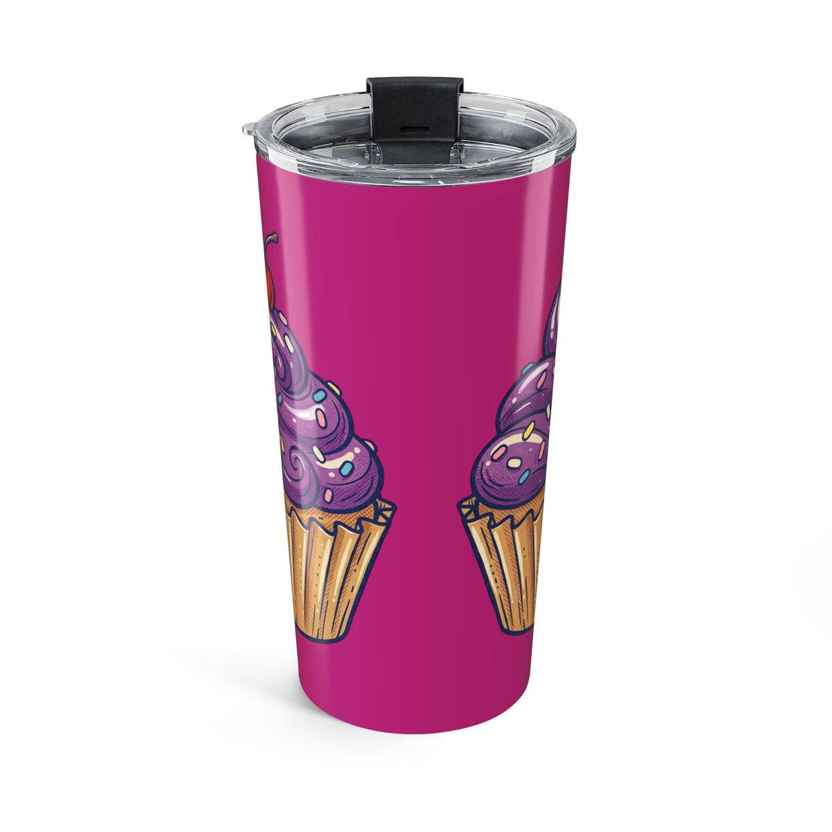 20oz Cupcake Tumbler Magenta – Purple Frosting Insulated Travel Cup