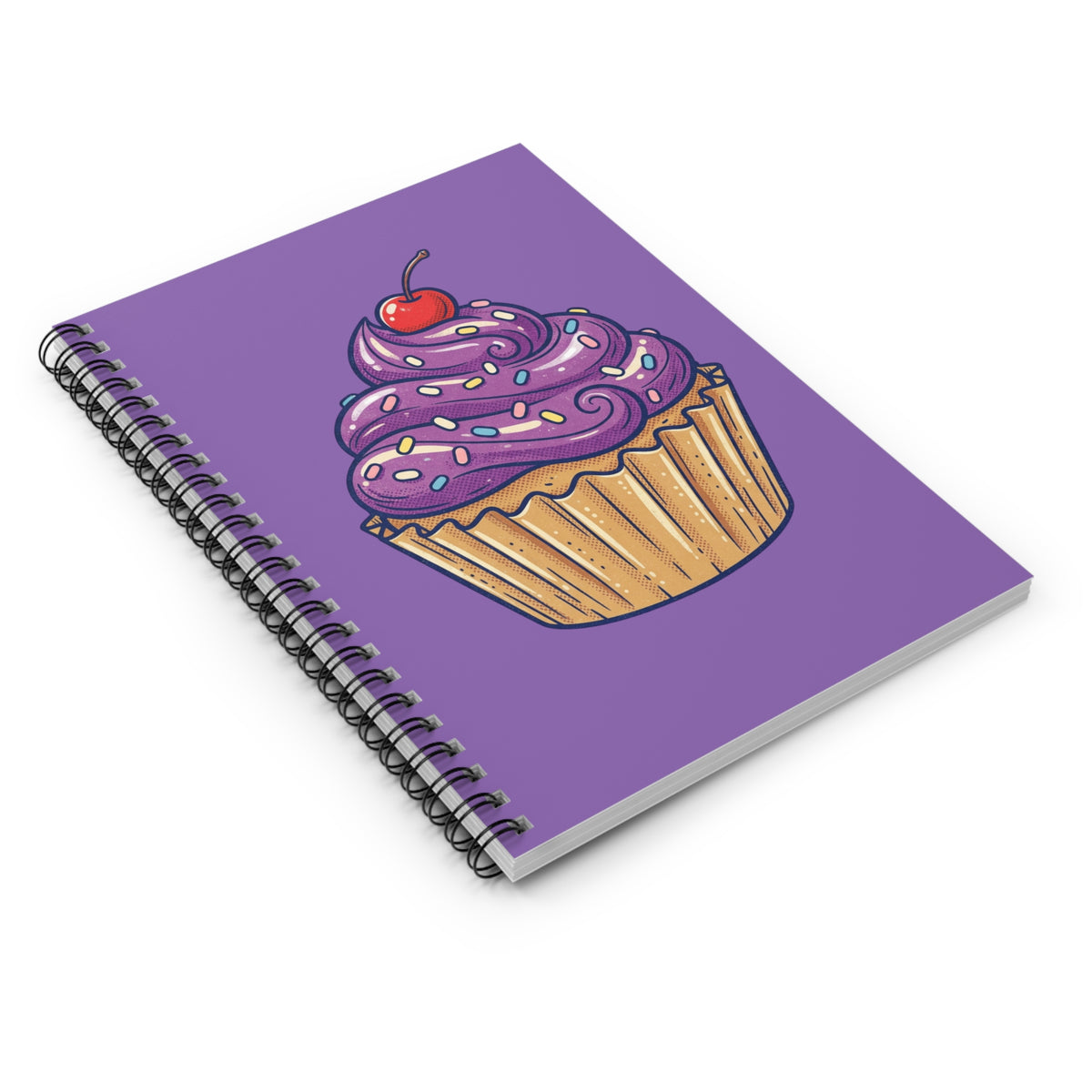 Cupcake Spiral Notebook — Purple Sweet Bakery Journal (Ruled)