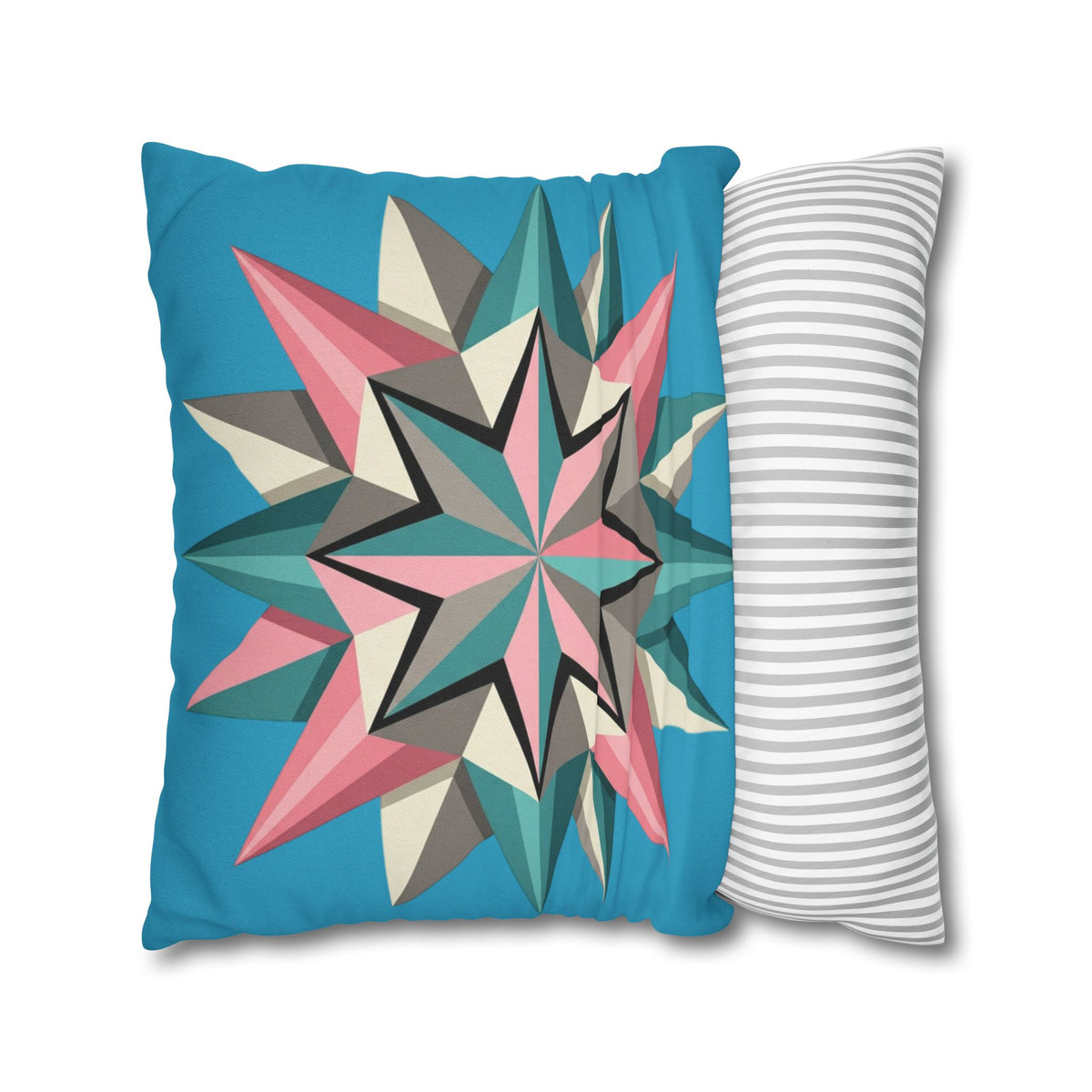 Geometric Starburst Decorative Pillowcase — Turquoise Pink Accent Cushion Cover