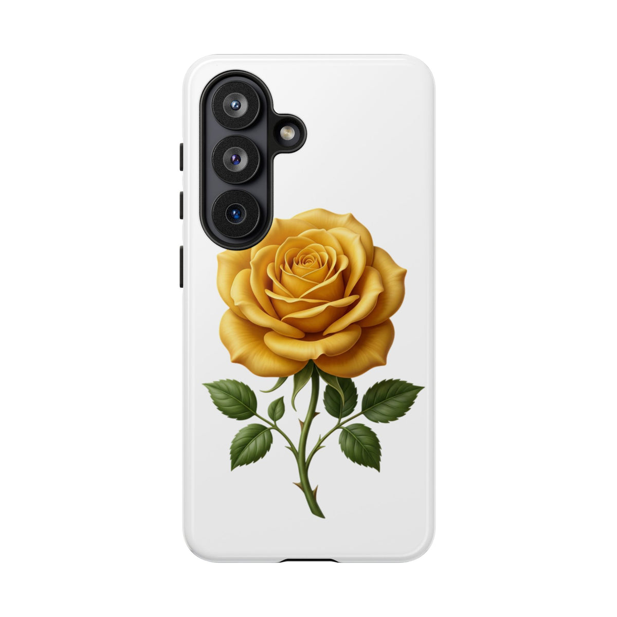 Yellow Rose Phone Case — Vintage Floral Tough Protective Cover