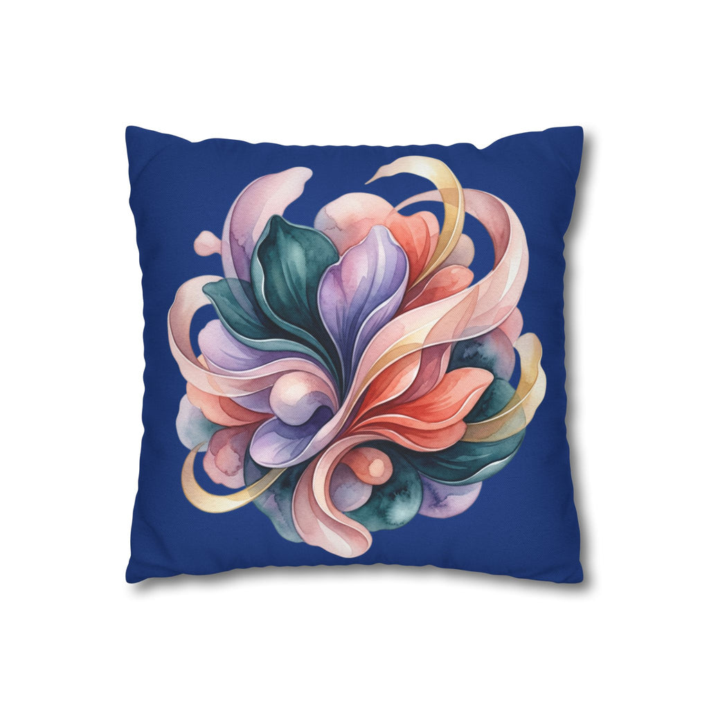 Floral Swirl Decorative Pillowcase — Vibrant Abstract Blossom on Navy