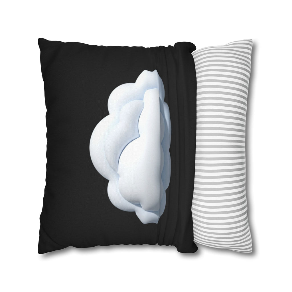 Cloud Graphic Black Pillowcase — Soft White Cloud on Black Decorative Pillow Cover