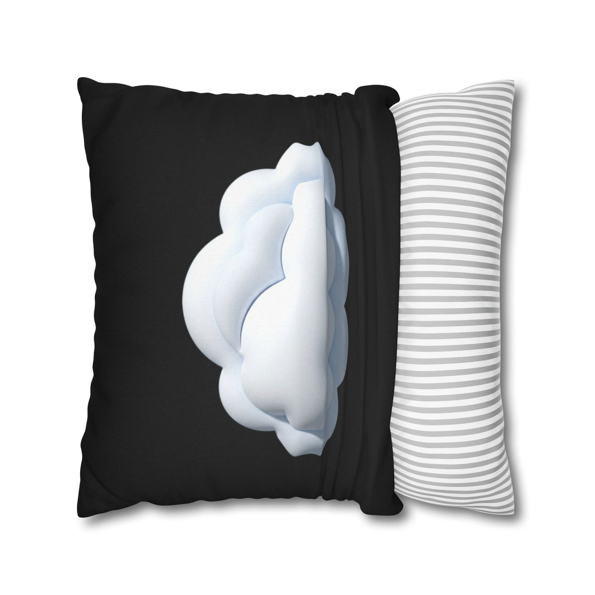 Cloud Graphic Black Pillowcase — Soft White Cloud on Black Decorative Pillow Cover